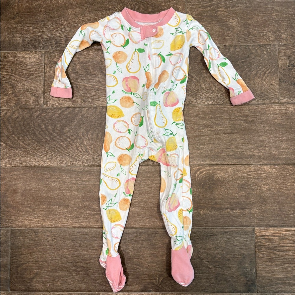 Burt's Bees Baby Fruit Print Footie - Pink and Orange